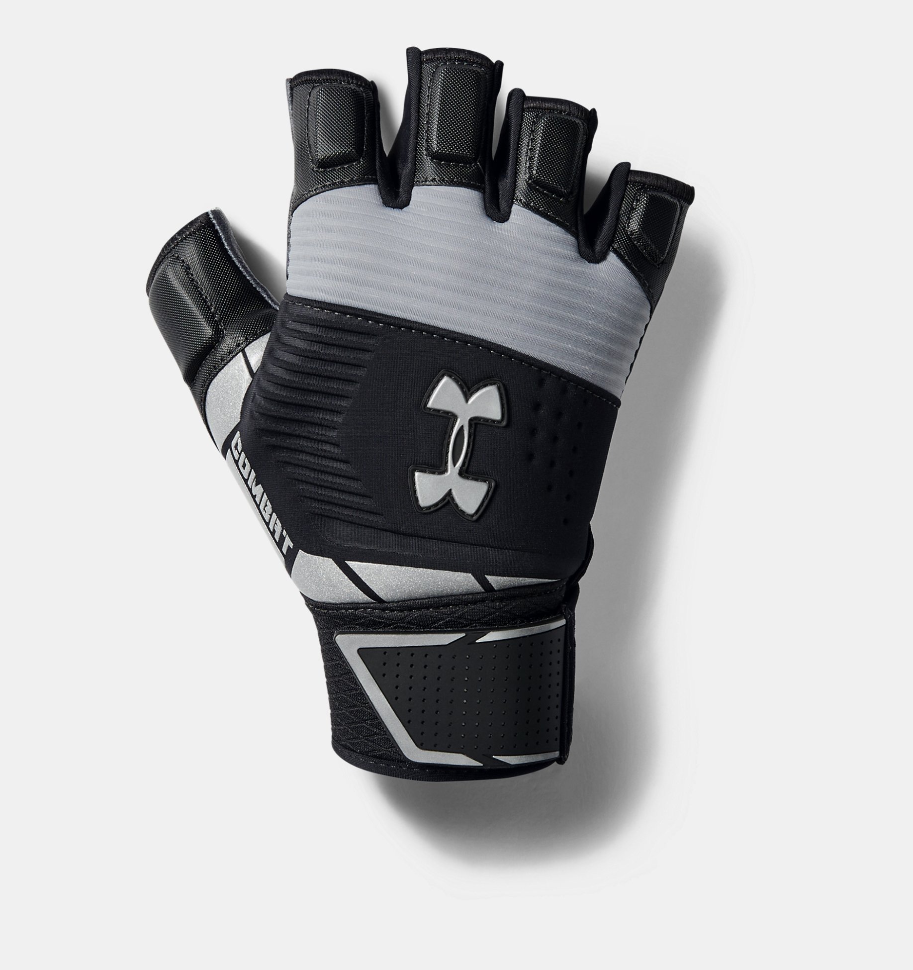 Under Armour UA Combat Black White Mens XL Half Finger Lineman Football Gloves for sale online 